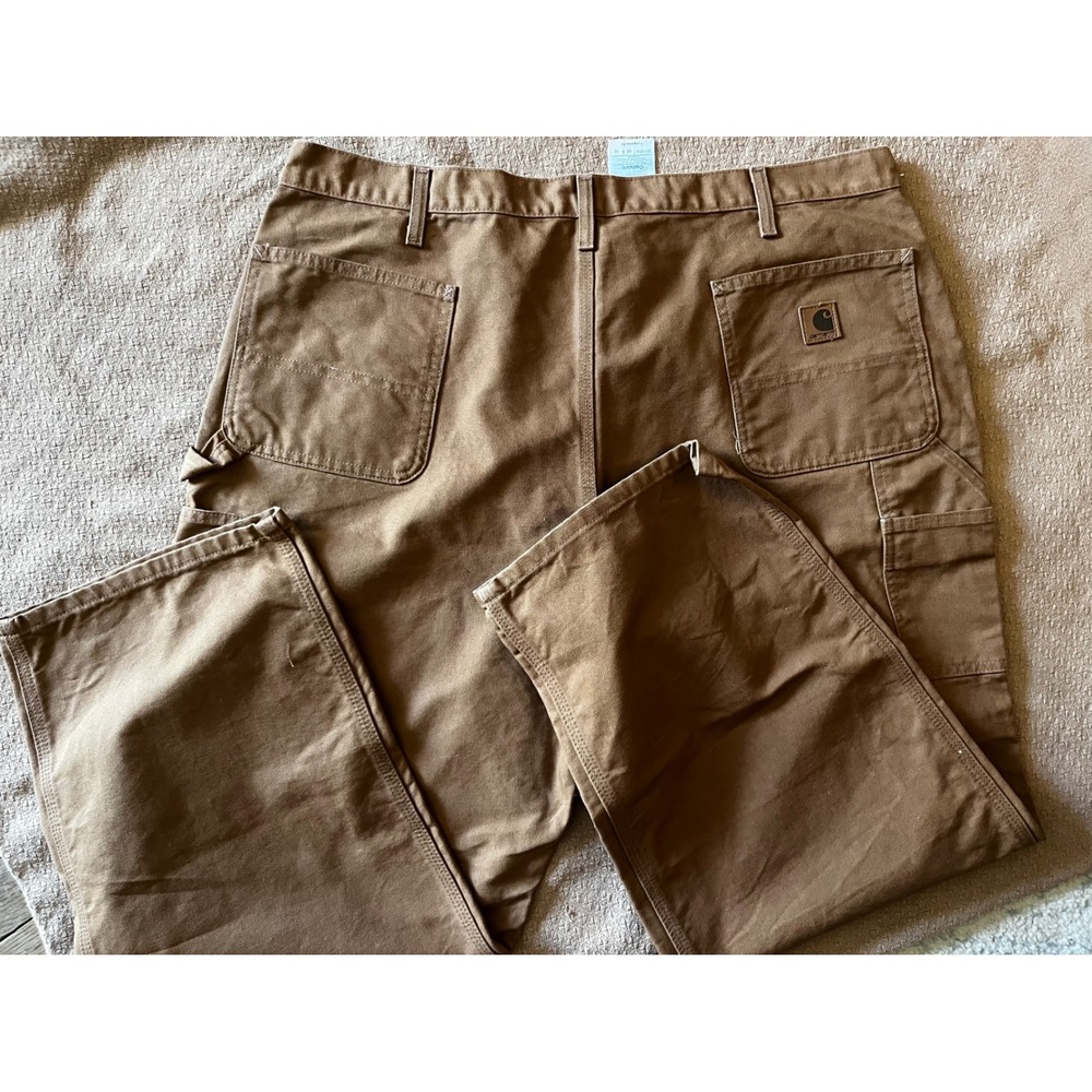 Carhartt B11 BRN Washed Duck Work Dungaree Pants Brown 44x30 Mens